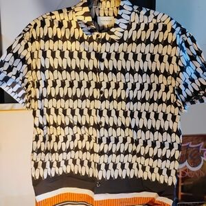 Black and White Patterned Topman Men's Shirt